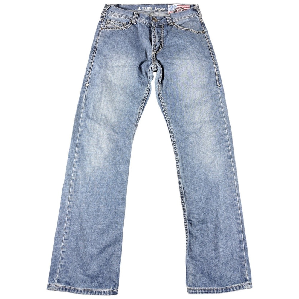 B. Tuff Jeans Women 30x32 Blue Light Washed Bootcut Heritage Western Workwear